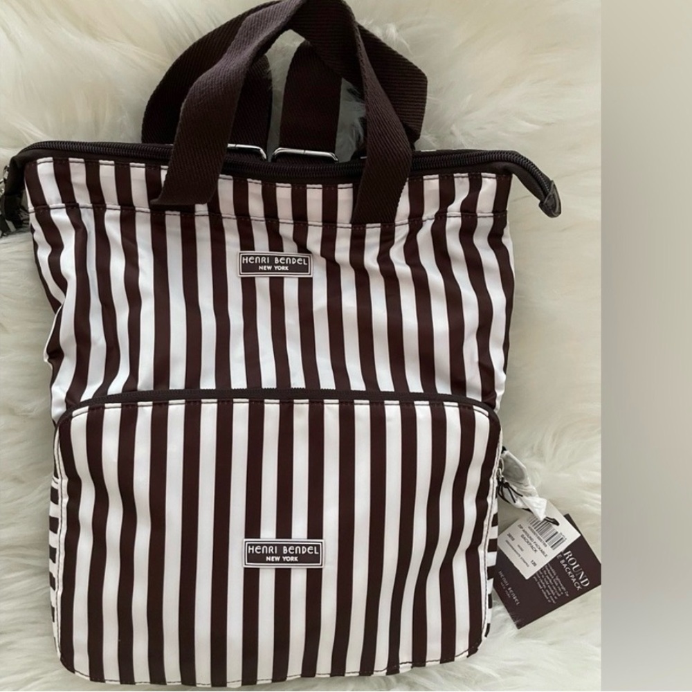 NWT Henri Bendel Brown Zip Around Packable Backpack - Picture 4 of 11